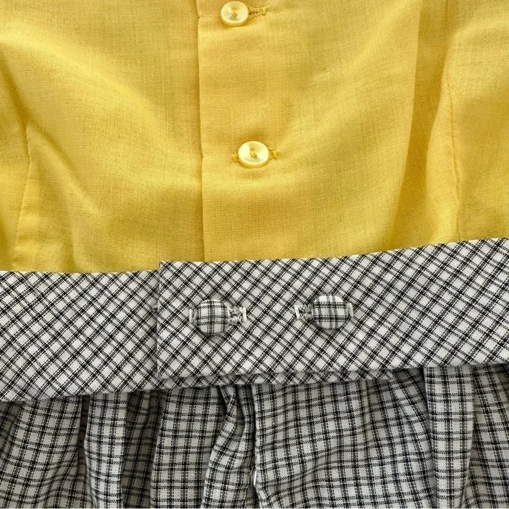 Vintage‎ Ruth of Carolina Girls 6X Yellow Daisy Embroidered Plaid Dress USA Made
